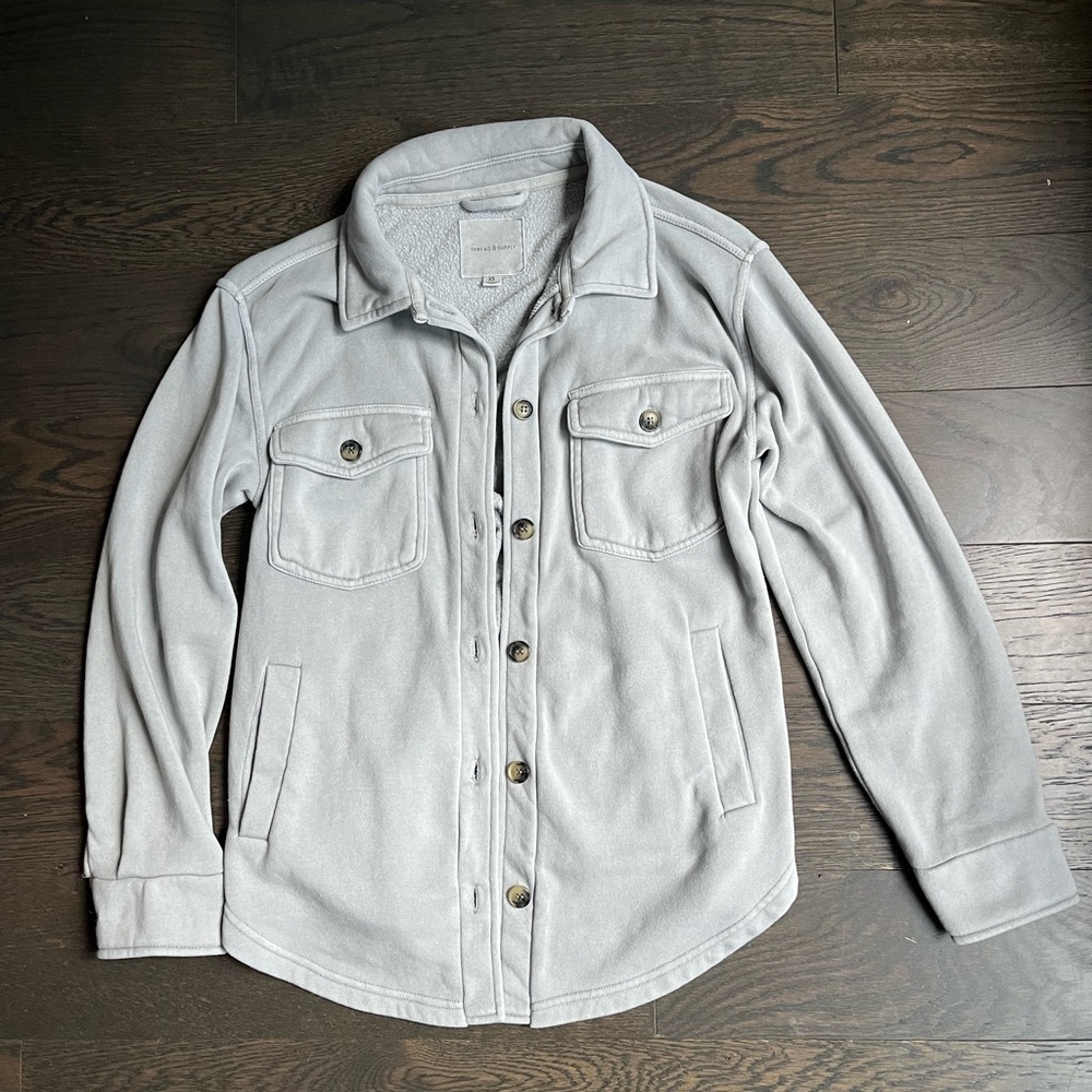 Thread & Supply Longline Sweatshirt Knit Shacket | Grey | XS